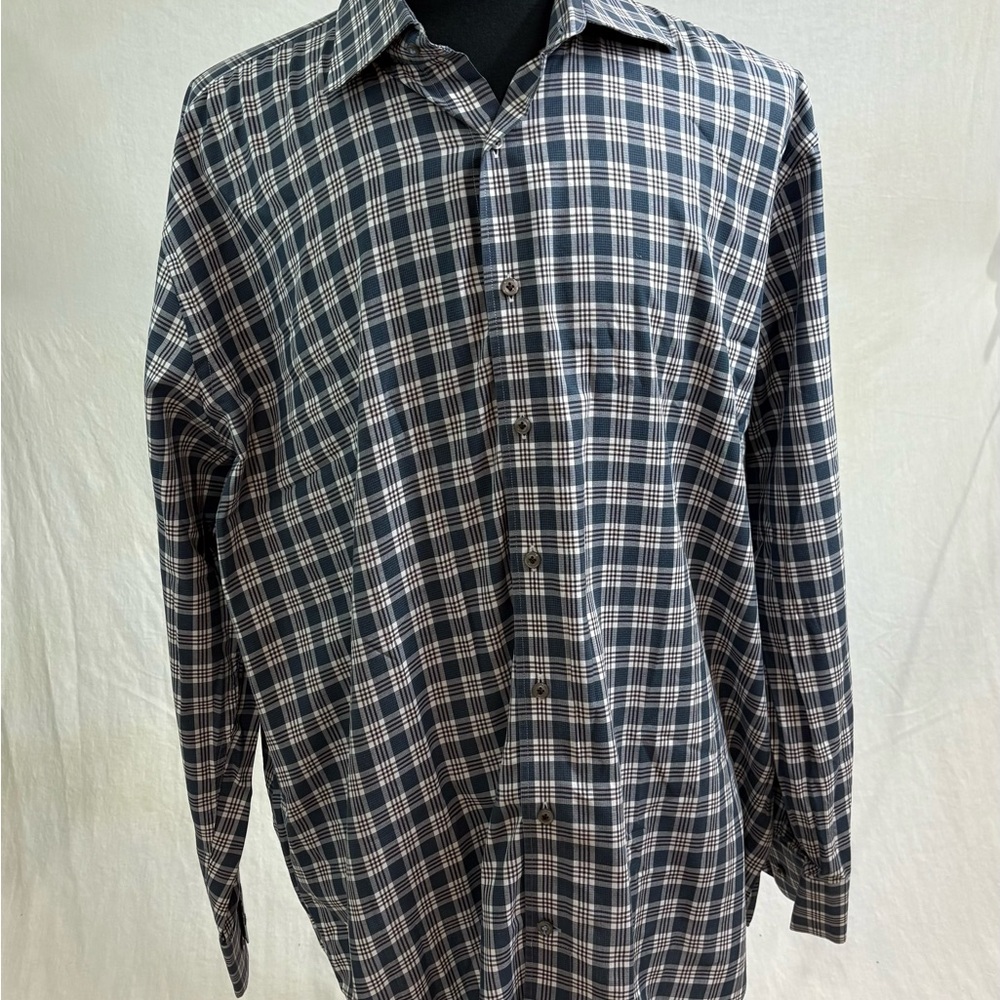 Peter Millar Shirt Mens Extra Extra Large Blue Checks Button Up Long Sleeve
